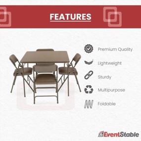 img 1 attached to 5-Piece Beige Folding Card Table And Fabric Metal Folding Chair Set From EventStable Titan Series