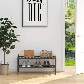 img 3 attached to 👠 Dranixly 2-Tier Bamboo Shoe Rack: Stackable Shelf Organizer for Entryway, Hallway, and Closet Storage - 27.2"x11"x13.2" (Mocha)