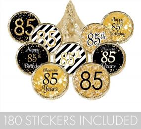 img 1 attached to Make Your 85Th Birthday Party Memorable With Black And Gold Favor Stickers - 180 Labels