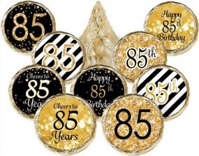 img 4 attached to Make Your 85Th Birthday Party Memorable With Black And Gold Favor Stickers - 180 Labels