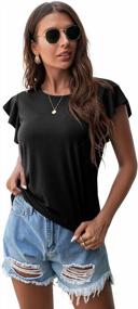 img 1 attached to Women'S Casual Knit Ruffle Short Sleeve Top With Round Neckline - PrinStory Summer Tee Blouse Or Tank Top Tunic