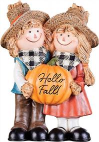 img 4 attached to Collections Etc Hand-Painted Hello Fall Scarecrow Figurines