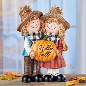 img 2 attached to Collections Etc Hand-Painted Hello Fall Scarecrow Figurines