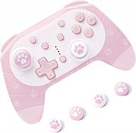 funlab switch controller compatible with nintendo switch/oled/lite pro controller,cute wireless switch gamepad bundle with thumb grips support rechargeable/turbo/adjustable vibration - cat paw pink logo