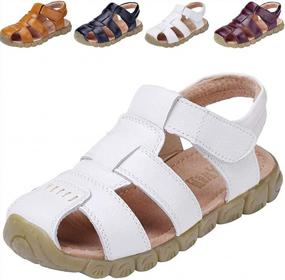 img 4 attached to Leather Closed Toe Outdoor Sport Sandals For Boys And Girls (Toddler/Little Kid/Big Kid) By DADAWEN