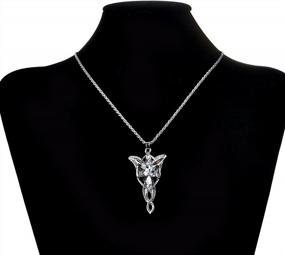 img 3 attached to Fairy Tale Inspired: LUREME® Arwen Silver Tone Zirconia Wings Pendant Necklace For Women And Girls (A1000004)
