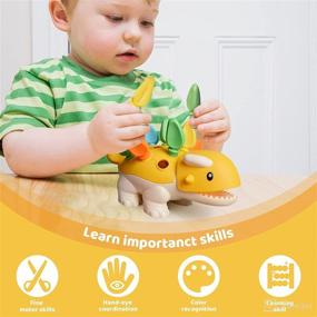 img 3 attached to 🦖 Enhance Fine Motor Skills with Montessori Toddler Sensory Toys - Colorful Dinosaur Toys for Baby 12-18 Months to 1-3 Years - Develop Number and Color Recognition in 1 2 3-Year-Olds