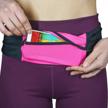 adjustable running waist pack with 3 pockets and sweat resistant backing - convenient fanny pack for workout and iphone storage logo