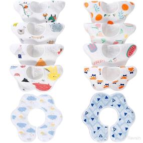 img 4 attached to Soft and Waterproof Baby Bibs for Girls and Boys - 10-Pack, 360° Rotate for Eating and Drooling