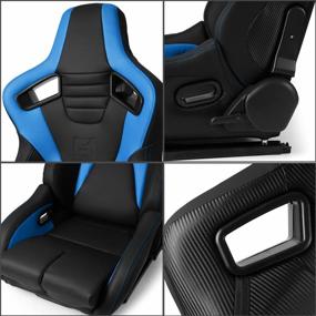 img 2 attached to Universal Racing Seats Pair - Venom Series: Black+Blue PVC Carbon Fiber Leather Reclinable By ModifyStreet