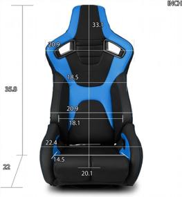 img 3 attached to Universal Racing Seats Pair - Venom Series: Black+Blue PVC Carbon Fiber Leather Reclinable By ModifyStreet