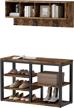 stay organized with homefort coat rack shoe bench set - rustic brown entryway bench with shoe storage, mud room organization, and shelves hooks logo