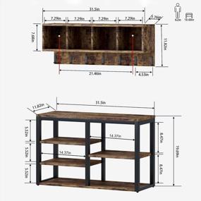 img 2 attached to Stay Organized With HOMEFORT Coat Rack Shoe Bench Set - Rustic Brown Entryway Bench With Shoe Storage, Mud Room Organization, And Shelves Hooks