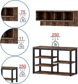 img 1 attached to Stay Organized With HOMEFORT Coat Rack Shoe Bench Set - Rustic Brown Entryway Bench With Shoe Storage, Mud Room Organization, And Shelves Hooks
