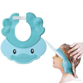 img 4 attached to 🧢 Chislim Baby Shower Shampoo Cap: Adjustable Bath Visor Hat with Ear Protection for Toddler, Baby, Kids - Waterproof and Safe Hair Washing (Blue)