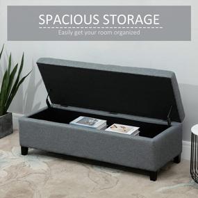 img 1 attached to HOMCOM 51" Large Tufted Linen Fabric Ottoman Storage Bench W/ Soft Close Top - Heather Grey