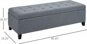 img 2 attached to HOMCOM 51" Large Tufted Linen Fabric Ottoman Storage Bench W/ Soft Close Top - Heather Grey