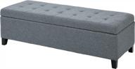 homcom 51" large tufted linen fabric ottoman storage bench w/ soft close top - heather grey logo