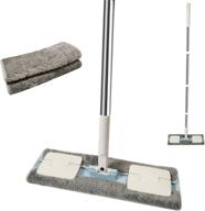 ez spares dust mop: microfiber mops for floor cleaning with 2 washable pads - ideal for hardwood, laminate & tile - adjustable handle - handiness & flexibility - great for wall cleaning in blue logo