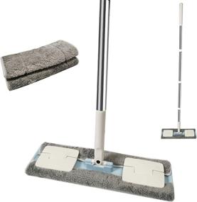 img 4 attached to EZ SPARES Dust Mop: Microfiber Mops for Floor Cleaning with 2 Washable Pads - Ideal for Hardwood, Laminate & Tile - Adjustable Handle - Handiness & Flexibility - Great for Wall Cleaning in Blue