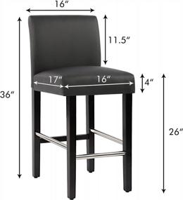 img 1 attached to NOBPEINT Современный барный стул с высотой стойки, мягкий барный стул из искусственной кожи со стальными подставками для ног, высота сиденья 26 дюймов, (набор из 4 шт.), черный