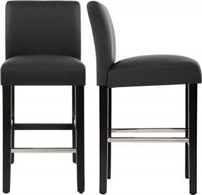 img 3 attached to NOBPEINT Современный барный стул с высотой стойки, мягкий барный стул из искусственной кожи со стальными подставками для ног, высота сиденья 26 дюймов, (набор из 4 шт.), черный
