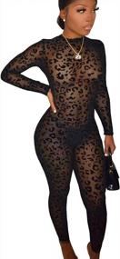 img 4 attached to Bodycon Romper: сексуальный сетчатый черный комбинезон с леопардовым принтом для женщин - Perfect Streetwear Outfit