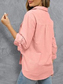 img 1 attached to Женские рубашки с отворотами на пуговицах: V-образным вырезом, повседневные с воротником и карманами - блузка с коротким/длинным рукавом от Niitawm