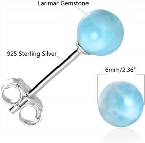 img 3 attached to 14K White Gold Plated 925 Sterling Silver 6.0Mm Larimar Ball Stud Earrings For Women - Perfect Gift!