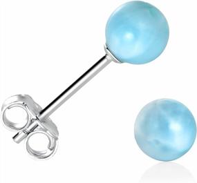 img 4 attached to 14K White Gold Plated 925 Sterling Silver 6.0Mm Larimar Ball Stud Earrings For Women - Perfect Gift!