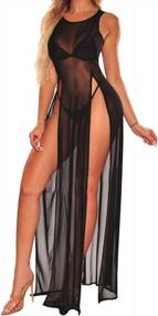 img 4 attached to Maximize Your Beach Look With Sheer Mesh Swimsuit Cover Up Dress - Sexy Split Maxi Dresses For Women'S Swimwear