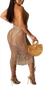 img 3 attached to Nihsatin Women'S Sheer Crochet Backless Swimsuit Cover Up For Clubwear And Beachwear