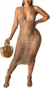 img 4 attached to Nihsatin Women'S Sheer Crochet Backless Swimsuit Cover Up For Clubwear And Beachwear