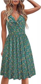 img 4 attached to OUGES Womens Summer Floral Sundress Casual Adjustable Spaghetti Strap V Neck Midi Dress With Pockets