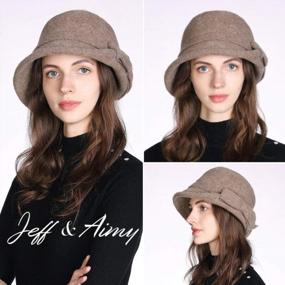 img 3 attached to Jeff & Aimy Women Winter Wool Bucket Hat 1920S Vintage Cloche Bowler Hat With Bow/Flower Accent