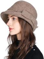 jeff & aimy women winter wool bucket hat 1920s vintage cloche bowler hat with bow/flower accent logo