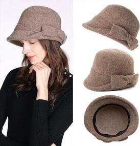 img 2 attached to Jeff & Aimy Women Winter Wool Bucket Hat 1920S Vintage Cloche Bowler Hat With Bow/Flower Accent