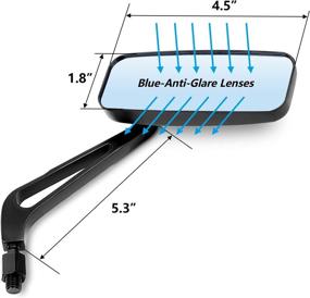 img 3 attached to 🏍️ JALWM Motorcycle Mirrors - Aluminum Alloy, Anti-Glare Blue Glass, 8MM 10MM Forward and Reverse Bolts - Compatible with Cruiser Chopper Sportster Dyna Softail Street Bike Scooter Dirt Bike