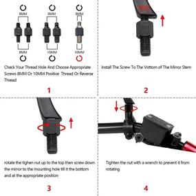 img 1 attached to 🏍️ JALWM Motorcycle Mirrors - Aluminum Alloy, Anti-Glare Blue Glass, 8MM 10MM Forward and Reverse Bolts - Compatible with Cruiser Chopper Sportster Dyna Softail Street Bike Scooter Dirt Bike