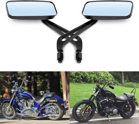 img 4 attached to 🏍️ JALWM Motorcycle Mirrors - Aluminum Alloy, Anti-Glare Blue Glass, 8MM 10MM Forward and Reverse Bolts - Compatible with Cruiser Chopper Sportster Dyna Softail Street Bike Scooter Dirt Bike