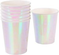 🌈 pastel iridescent shiny paper cups - perfect for birthday, unicorn, or children's party - pink (12 pack) логотип