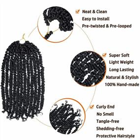 img 1 attached to 18 Inch Pre-Twisted Passion Twist Crochet Hair For Women - 8 Packs Of Bohemian Curly Braiding Hair Synthetic Extensions (1B)