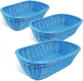img 3 attached to Waterproof Dark Blue Rectangular Hand Woven Colorbasket For Storage