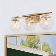 🛁 ksana modern gold bathroom light fixtures with clear globe glass shades and taper arm - 3 light vanity lights over mirror логотип