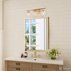 img 3 attached to 🛁 KSANA Modern Gold Bathroom Light Fixtures with Clear Globe Glass Shades and Taper Arm - 3 Light Vanity Lights Over Mirror