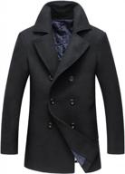 men's double breasted wool blend pea coat with classic notched collar by chouyatou логотип