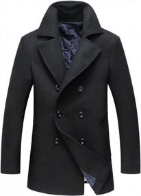 img 4 attached to Men'S Double Breasted Wool Blend Pea Coat With Classic Notched Collar By Chouyatou