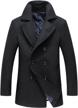 men's double breasted wool blend pea coat with classic notched collar by chouyatou logo