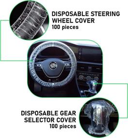 img 3 attached to 🚗 Hygienic Steering Wheel Protection: 200-Piece Set of Clear Plastic Disposable Steering Wheel Covers with Gear Selector Covers