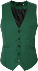 img 3 attached to Cloudstyle Mens V-Neck Dress Suit Business Casual Suit Vest Waistcoat 5 Button Slim Fit